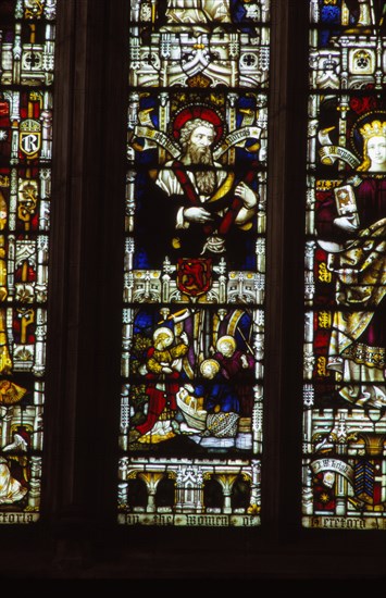 St. Andrew with cross, Hereford Cathedral, England, 20th century. Artist: CM Dixon.