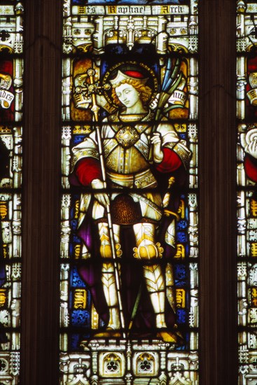 St. Alban in  West window of Hereford Cathedral, England, 20th century.    Artist: CM Dixon.