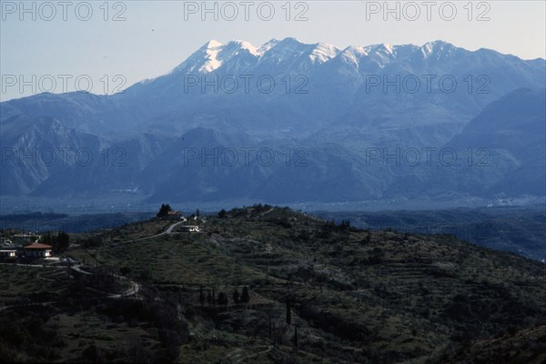 Sparta, Greece and valley of the River Eurotas, with Taiyrtos mountains beyond, c20th century. Artist: CM Dixon.