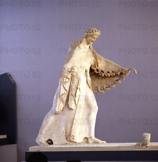 Statue of Athena from the ancient Temple of Athena on the Acropolis, c525 BC. Artist: Unknown.