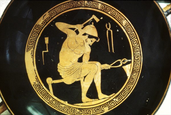A Smith, detail of a Greek Cup, (Kylix), c6th century BC.