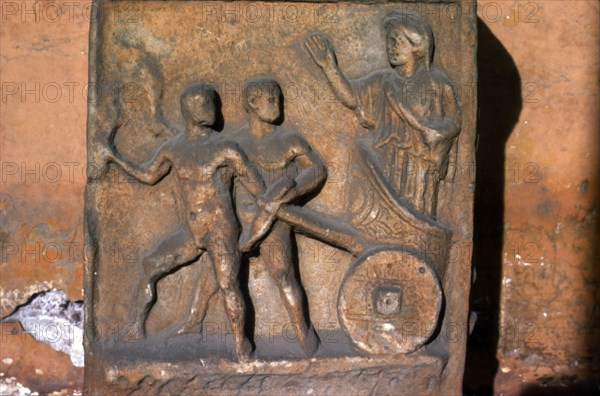 Cleobis and Biton pull their mother's chariot, c6th century BC. Artist: Unknown.