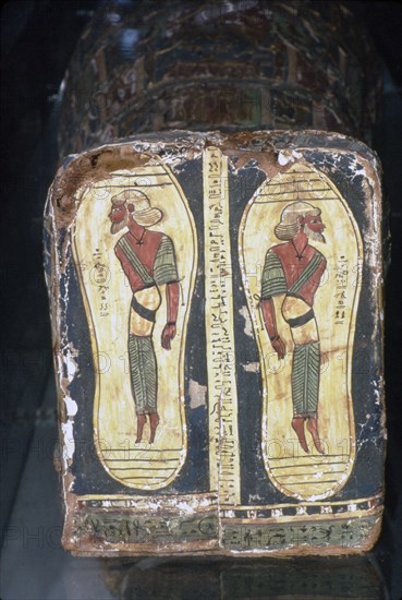 Egyptian Painting of Captives on Feet of Mummy of a Pharaoh Artist: Unknown.