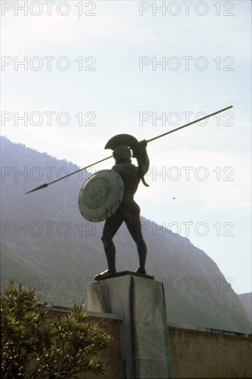 Bronze statue of Leonidas at Thermopylae, c20th century. Artist: Vasos Falireas.