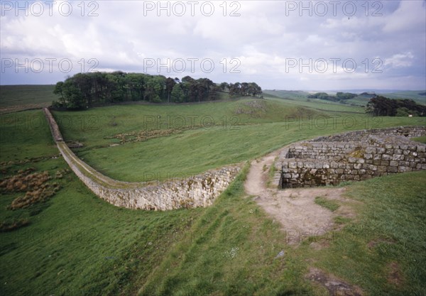 Roman Fort at Housestead Wall, looking eastwards, Northumberland, c20th century. Artist: CM Dixon.