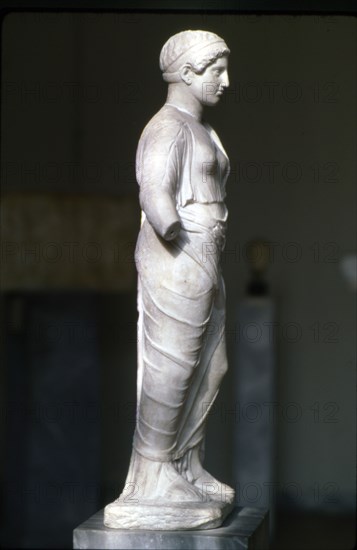 Kore, Persephone wearin Ionaian Chiton and Himation Attic Sculpture, c420 BC Artist: Unknown.