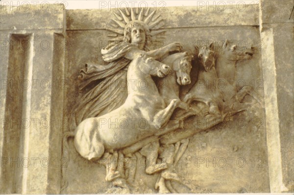 Sol. Roman Sun-God in his chariot, relief at Pergamon Museum, c400-370 BC. Artist: Unknown.