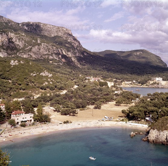 Paleocastritsa, Corfu, from below the monastery, c20th century. Artist: CM Dixon.