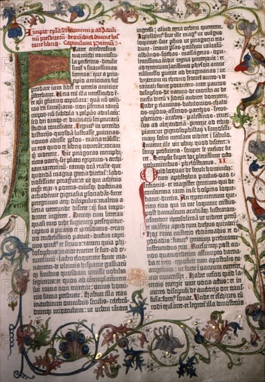 Gutenberg Bible, 42-line Bible printed in Mainz, 1455.  Artist: Unknown.