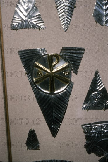 Silver and Gold Plaque with Christian Chi-Rho from Water Newton Treasure,  3rd-4th century Artist: Unknown.