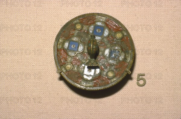 Enamelled bronze Brooch with stylised Dolphin in centre, 2nd-3rd century. Artist: Unknown.
