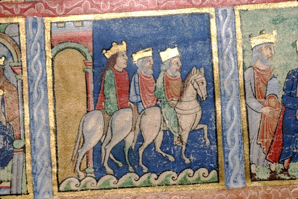 Detail from a Psalter: The Magi Ride to Bethlehem, c1140. Artist: Unknown.