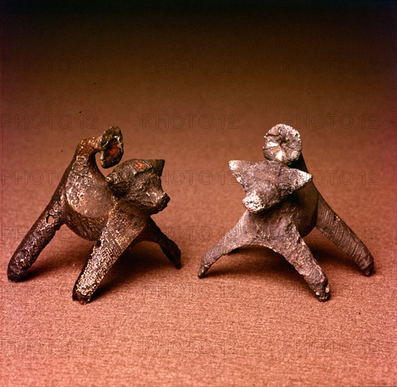 Pair of Celtic Bronze Bulls, Bulbury Camp, Dorset, England, c1st century BC - c1st century. Artist: Unknown.