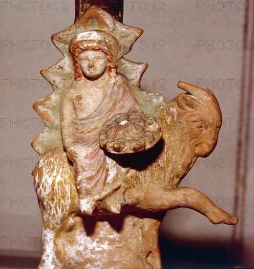 Dionysus on a goat, Greek terracotta, Attic period, c350 B Artist: Unknown.