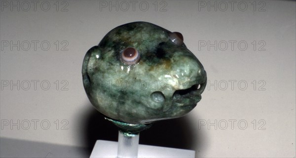 Aztec Nefrite Head of a Jaguar, 1300-1521. Artist: Unknown.