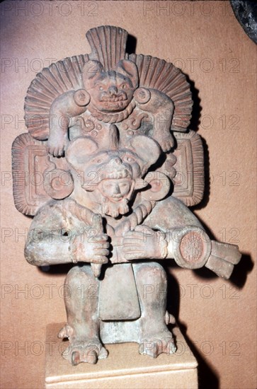 Pottery. Bat-God: pottery with red paint. Zapotec culture, Mexico, 300-900 AD. (A branch of Aztec cu Artist: Unknown.