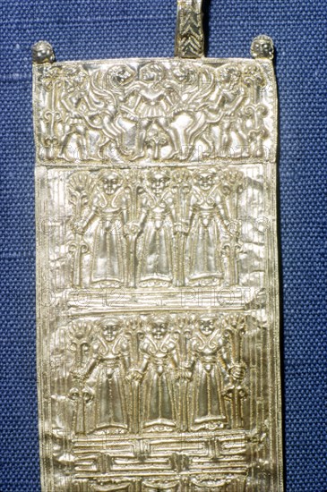 Detail of Gold bracelet from Praeneste, Etruscan Jewellery, 7th century BC. Artist: Unknown.