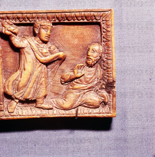 The Stoning of St Paul, Ivory Panel from Casket, Rome, late 4th century. Artist: Unknown.