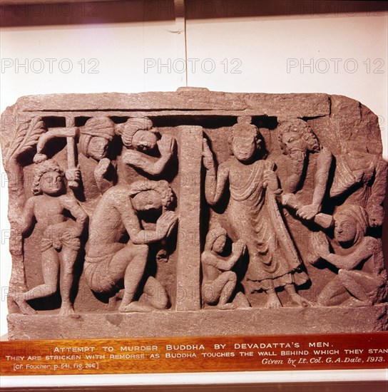 Devadatta's attempt to murder the Buddha, c2nd-3rd century.  Artist: Unknown.