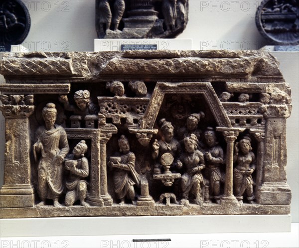 The Conversion of Sundarananda., Relief from Afghanistan, 2nd century. Artist: Unknown.