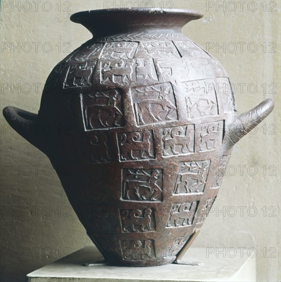 Etruscan Jar stamped with Centaurs and winged lions, 6th century BC. Artist: Unknown.