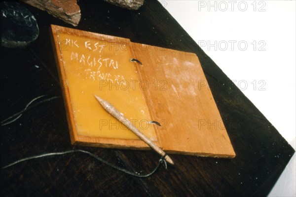 Roman Stylus, (original) and wax tablet, (reconstructed), c2nd century. Artist: Unknown.