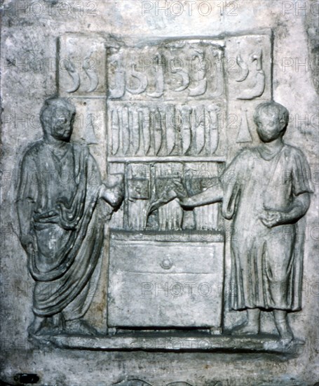 Roman relief of a Shop Selling Knives, c2nd century. Artist: Unknown.