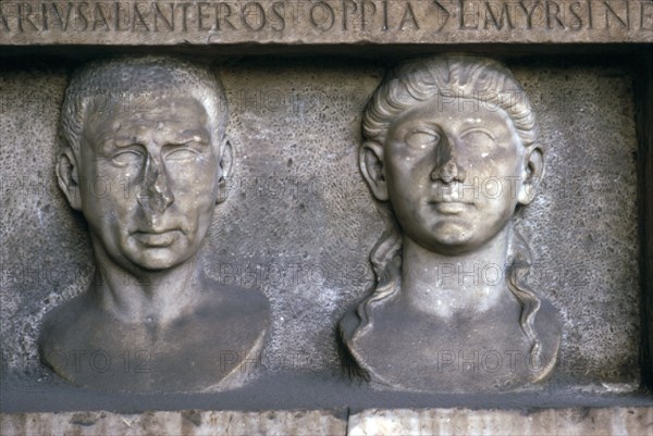 Roman Husband and wife (funerary slab) Imperial period. At Museo Nazionale Romano, Rome. Artist: Unknown.