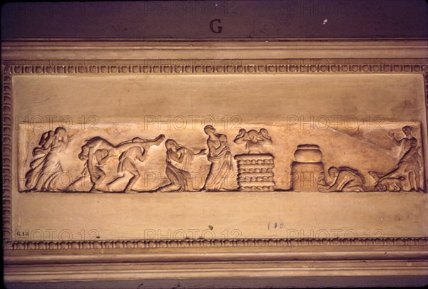 Roman Funeral rite or corpse being carried to Pyre, c3rd century.  Artist: Unknown.