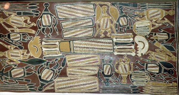 Australian Aboriginal Bark Painting. Artist: Unknown.