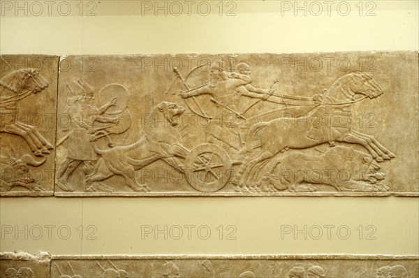Ashurnasirpal II killing lions, c645 BC-635 BC. Artist: Unknown.