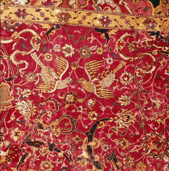Detail of Persian Arabesque Emperor Carpet with Birds, 16th century. Artist: Unknown.