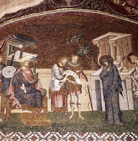 Mary and Joseph before Cyrenius, Byzantine Mosaic, Chora Church, Istanbul, c1310-1320. Artist: Unknown.