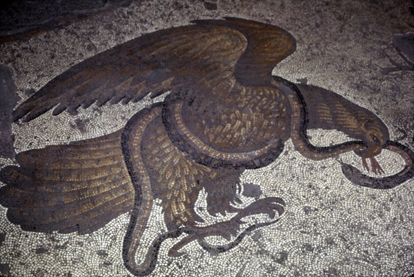 Eagle fights a snake, detail of Byzantine Floor Mosaic at Great Palace, Istanbul, 6th century Artist: Unknown.