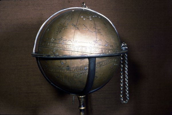 Persian Brass Celestial Globe Brass, engraved and inlaid with silver, 1430-1431. Artist: Muhammad ibn Jafar ibn Umar.