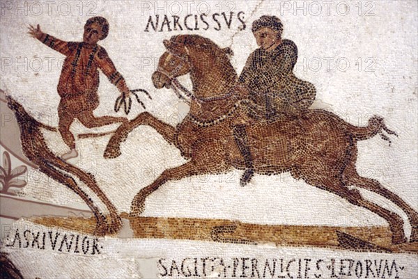 Horse and Rider, Roman Mosaic, c2nd-3rd century. Artist: Unknown.