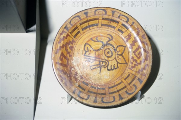 Pottery Plate with Deer motif, Mixtec, Cholula, Mexico, 1300-1521. Artist: Unknown.