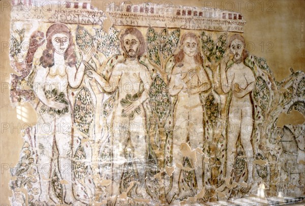 Story of Adam and Eve, Early Coptic Wallpainting. Egypt, c6th century. Artist: Unknown.