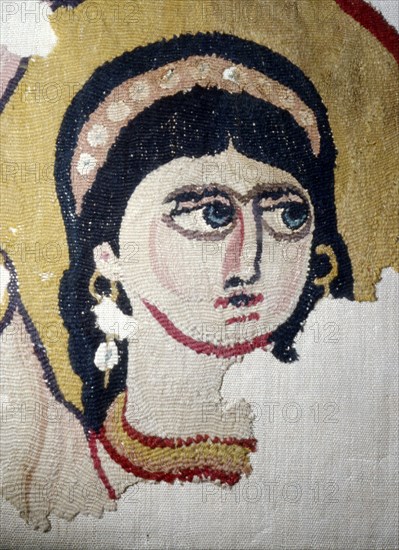 Coptic Textile, Female Head Portrait, Egypt, 6th-7th century.  Artist: Unknown.