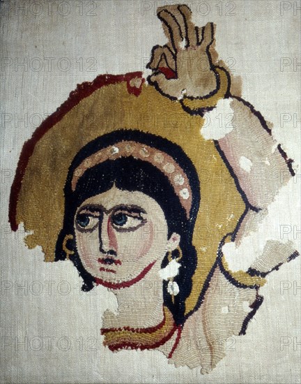 Coptic Textile, Female Head Portrait, Egypt, 6th-7th century. Artist: Unknown.