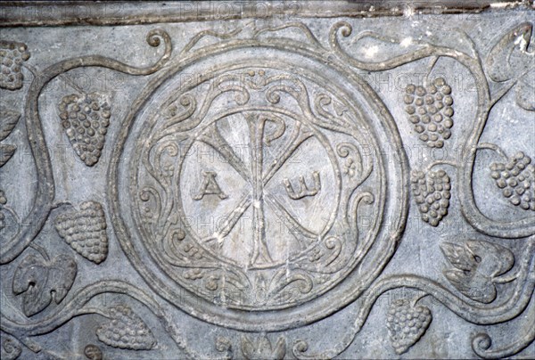Chi-Rho symbol from Coptic sarcophagus, 7th century. Artist: Unknown.