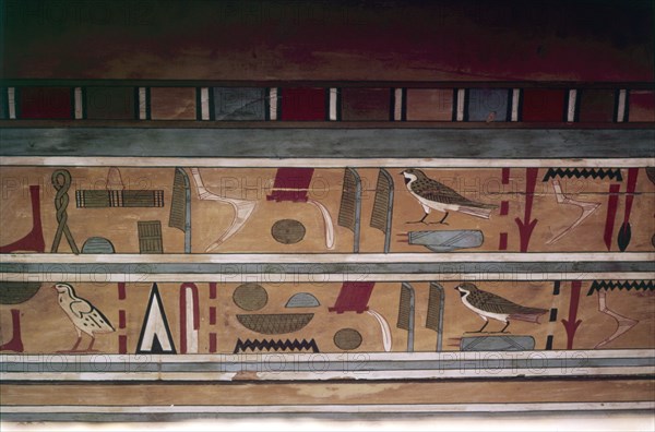 Egyptian Hieroglyphs on inside of outer coffin of steward, Seni from El Bersha, Egypt, c2000 BC Artist: Unknown.