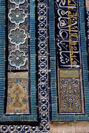 Glazed brick tiling in Shah-i-Zinda Complex, Samarkand, 14th-15th century. Artists: CM Dixon, Unknown.