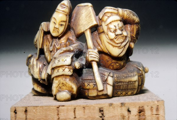 Japenese Netsuke, The Two Heroes, Benkei and Yoshitune, 19th century. Artist: Unknown.