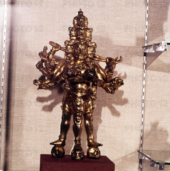 Gilt Bronze Figure of a Dharmapala, Yuan Dynasty, 1279-1368. Artist: Unknown.