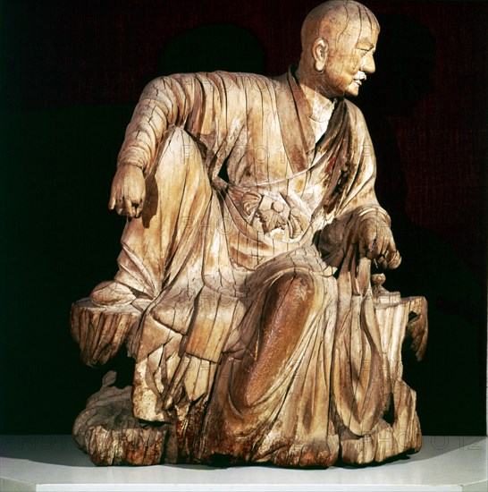 A Lohan (Disciple of Buddha), Chinese woodcarving, 14th century. Artist: Unknown.