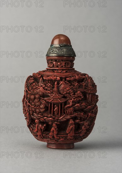 Lacquer snuff bottle, China, Qing dynasty, 1644-1911. Creator: Unknown.