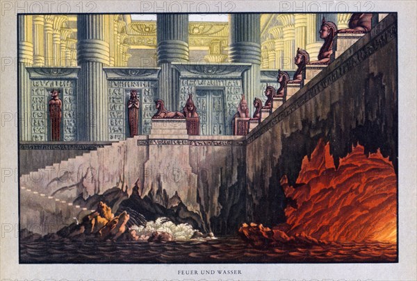 Fire and Water, The Magic Flute, 1816.  Artist: Karl Friedrich Schinkel