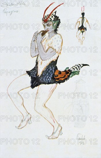 Costume design for Papegeno, 1913. Artist: Unknown