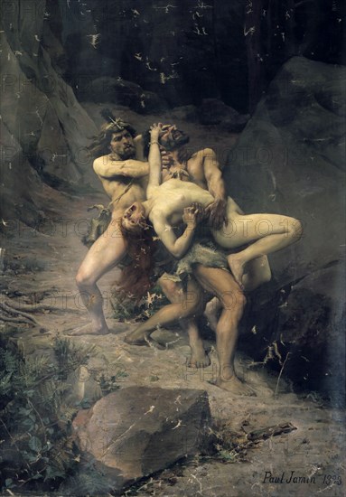 'A Rape in the Stone Age', 1888. Artist: Paul Joseph Jamin